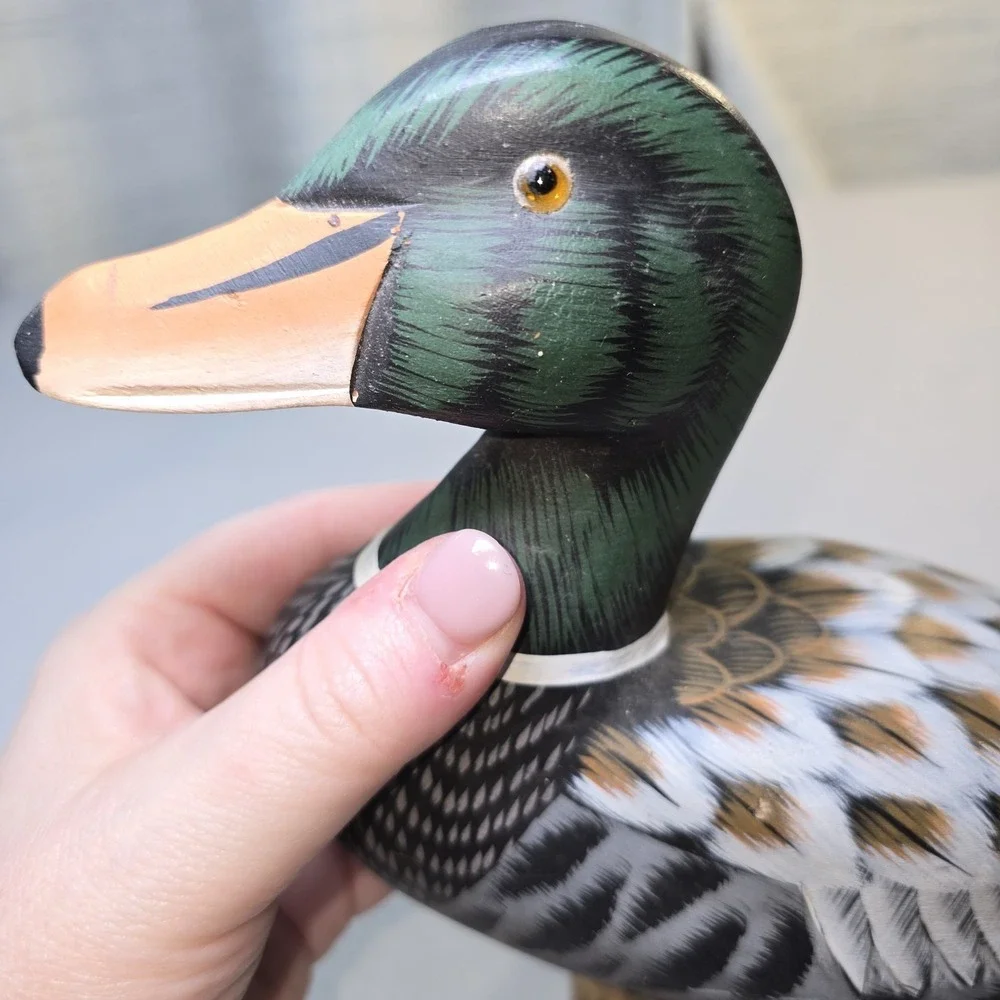Vintage Wood Duck‎ Decoy Mallard Hand Painted Rustic Grandmacore Farmhouse Decor